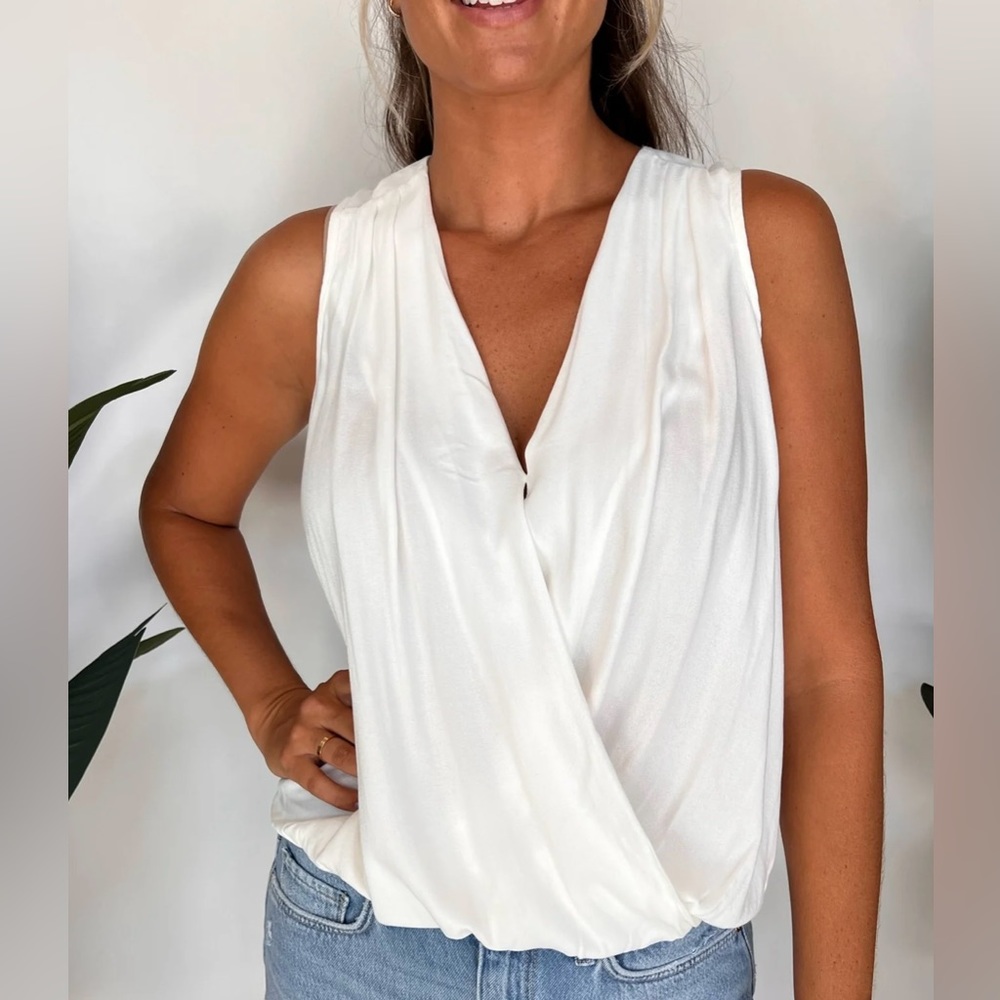 NWT BOBI SURPLICE TOP - XS - IVORY